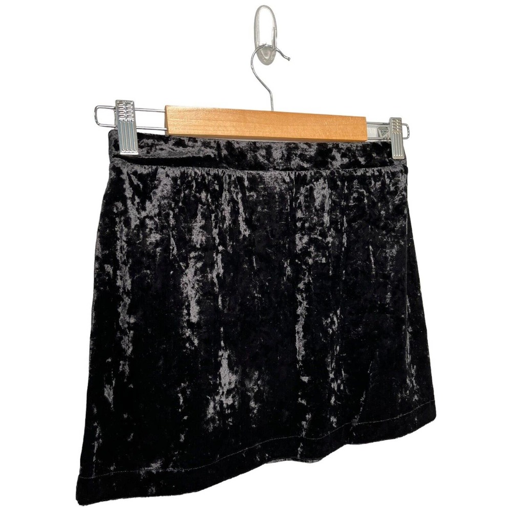 New Nordstrom Abound Crushed Velvet Velour Mini Retro 90s Y2K Skirt Black S - Picture 8 of 11
